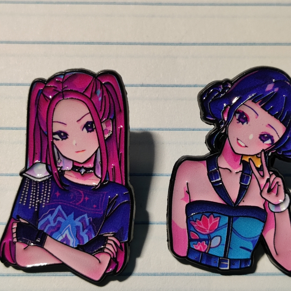 Set of 3 K-Pop Demon Hunter Aesthetic Anime Pins | K/DA Vibe ⚔️ - Picture 4 of 5